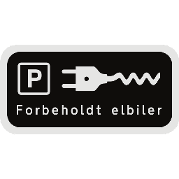 Undertavle - sort privatretlig - Parkering forbeholdt elbiler med elbil UE 33,4 symbol