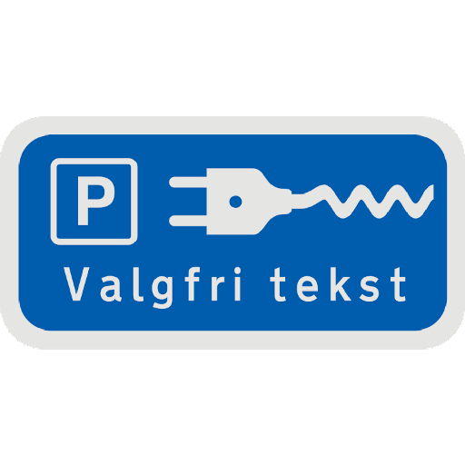 Undertavle - Valgfri tekst og UE 33,4 symbol for parkering med elbil