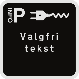[17-J-405870M] P-info privatretligt parkeringsskilt med valgfri tekst og elbil symbol