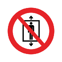 [17-J-F171RAC5] Brug af elevator forbudt Aluminium