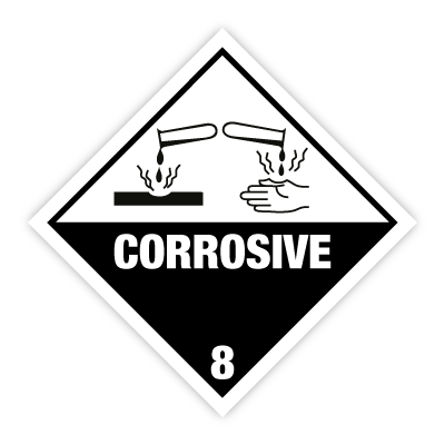 [17-J-132269] Corrosive kl. 8 fareseddel Selvklæbende etiketter 100x100 mm
