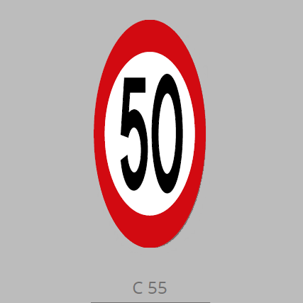 PREMARK C 55 Lokal hastighedsbegrænsning trafikskilt