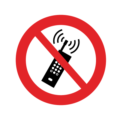 [17-J-F158RAC5] Mobiltelefon forbudt Aluminium Ø 225 mm