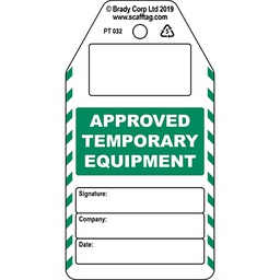 [30-306749] Approved Temporary Equipment tag