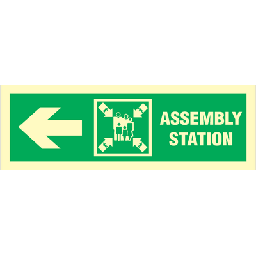 [17-100052PVHR] Assembly station arrow left - Photoluminescent Self Adhesive Vinyl - 100 x 300 mm