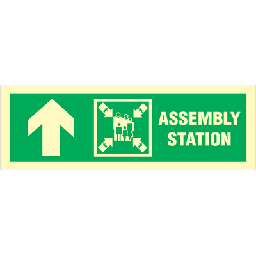 [17-100050PVHR] Assembly station arrow up - Photoluminescent Self Adhesive Vinyl - 100 x 300 mm