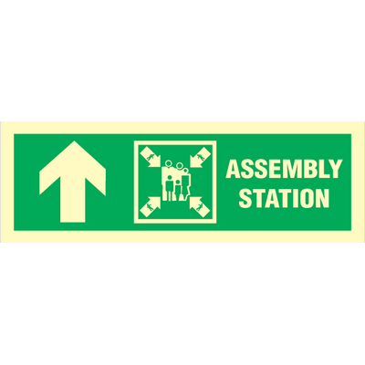 [17-100050PVHR] Assembly station arrow up - Photoluminescent Self Adhesive Vinyl - 100 x 300 mm
