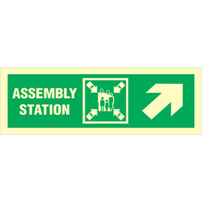 [17-100056PVHR] Assembly station arrow up to corner - Photoluminescent Self Adhesive Vinyl - 100 x 300 mm