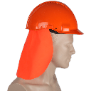 Orange nakkeslag til sikkerhedshjelm i slidstærkt fleksibel PU, passer til de fleste hjelme
