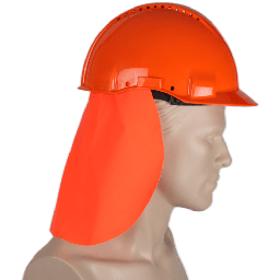 [18-DS400-4] Orange nakkeslag til sikkerhedshjelm i slidstærkt fleksibel PU, passer til de fleste hjelme