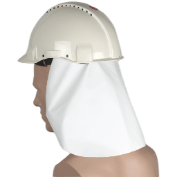 [18-DS400-5] Hvid nakkeslag til sikkerhedshjelm i slidstærkt fleksibel PU, passer til de fleste hjelme