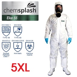 [33-C-2757-5XL] CHEMSPLASH EKA 55 COVERALL, størrelse 5XL, Hvid beskyttelsesdragt, Microporous Eco -  TYPE 5B/6B, antistatisk, latex og silikone fri