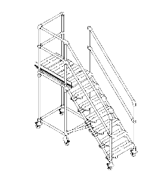 [23-K-Mobil-trappe-platform-hjul-1650] Mobil trappe platform på hjul 1650mm