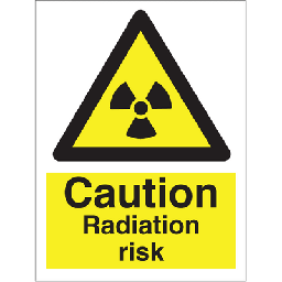 [17-1070VNM-SPECIAL-200X300] Caution Radiation risk 200X300 MM, special size, selvklæbende