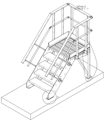 [23-A-CM32226-100] Arbejdsplatform med trappeadgang til 100cm højde, fastmonteres