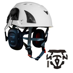 Hjelm kit 2 - BIGBEN UltraLite sikkerhedshjelm med Honeywell høreværn, hagerem, 6 punkt hovedbånd, størrelse 51-62 cm, riggerhjelm