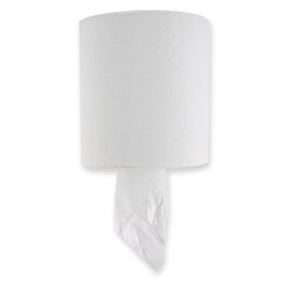 [39-30411] Papirhåndklæde 1-lags perforeret, Rulle, hvid genbrugspapir, centerfeed, 20cm x 220 meter