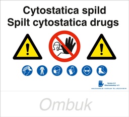 [17-SP-SIK-15361P] Cytostatica spild, Spilt cytostatica drugs skilt, kombi skilt, A4, plast 2mm