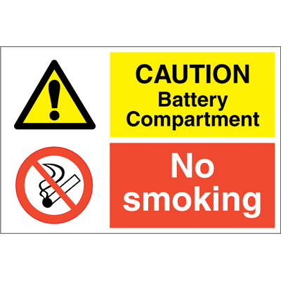 Caution Battery compartment 200x300 mm