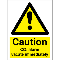 CO2 alarm vacate immediately 200x150 mm