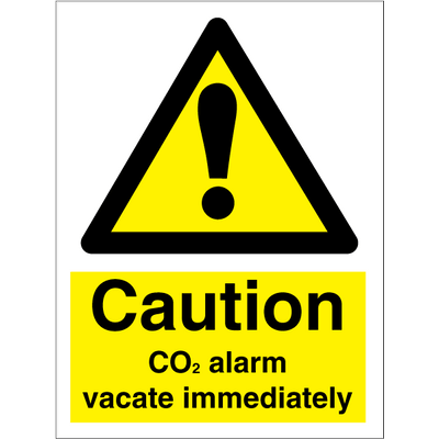 CO2 alarm vacate immediately 200x150 mm