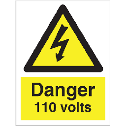 Danger 110 volts 200X150 mm