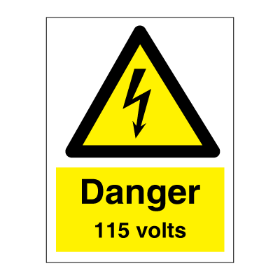 Danger 115 volts 200X150 mm