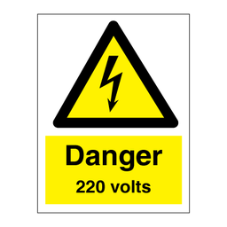 Danger 220 volts 200x150 mm