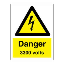 Danger 3300 volts 200x150 mm