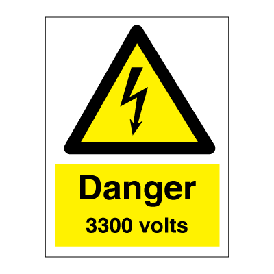 Danger 3300 volts 200x150 mm
