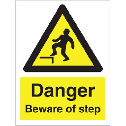 Danger beware of step 200x150 mm