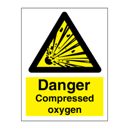 Danger Compressed oxygen 200x150 mm