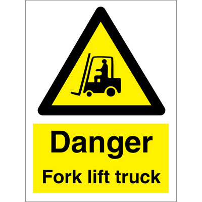 Danger fork lift truck 200x150 mm