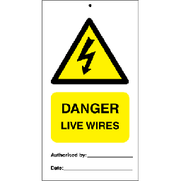 [17-J-125006KE] Danger live wires (pk. a´· 10 stk.) 140x75 mm plast