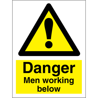 Danger Men working below 200x150 mm