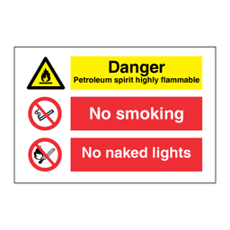 Danger Petroleum - No smoking - No naked lights 200x300 mm