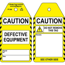 [30-306775] Defective Equipment tag
