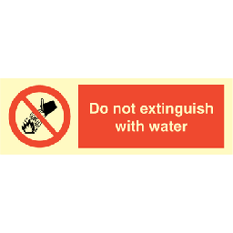 Do not extinguish with water 100x300 mm
