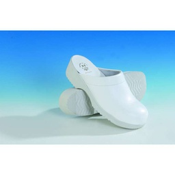 D-S Flex Classic hvid sikkerhedstøffel slippers med skumpolstring i vrist skridsikker sål 2,4 mm over læder ( 46101 )