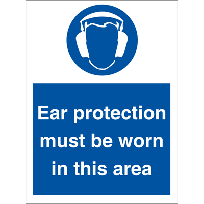 Ear protection must be worn 200x150 mm