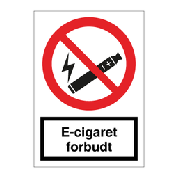 E-cigaret forbudt skilt