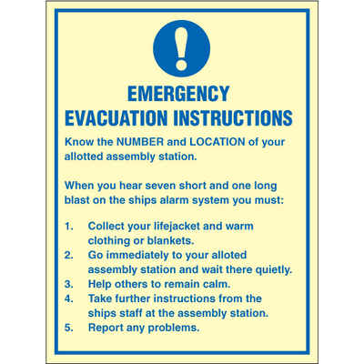 Emergency Evacuation Instructions 200x150 mm