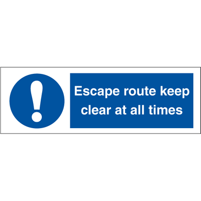 Escape route keep clear 100x300 mm