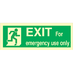 EXIT for emergency use only - Photoluminescent Self Adhesive Vinyl