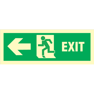 Exit left, arrow left Efterlysende selvklæbende