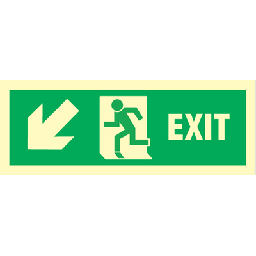 Exit left, arrow left/down Efterlysende selvklæbende