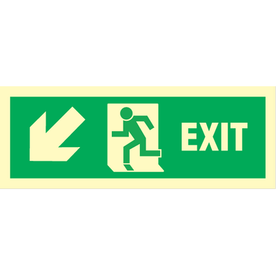 Exit left, arrow left/down Efterlysende selvklæbende