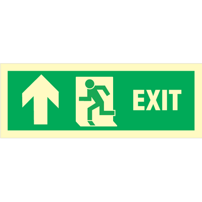 Exit left arrow up - Photoluminescent Self Adhesive Vinyl