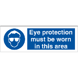 Eye protection must be worn 100 x 300 mm