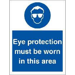 Eye protection must be worn 200 x 150 mm
